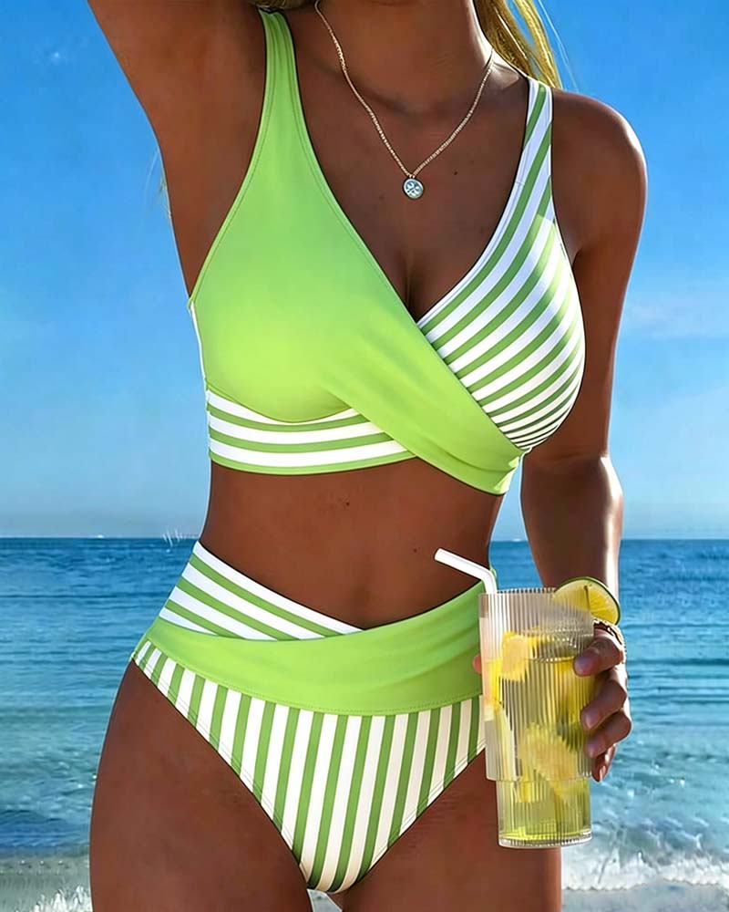 Nerissa - Striped High-Cut Bikini Set