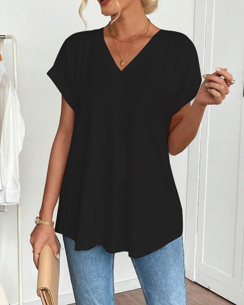 Neva - Patchwork V-Neck T-Shirt