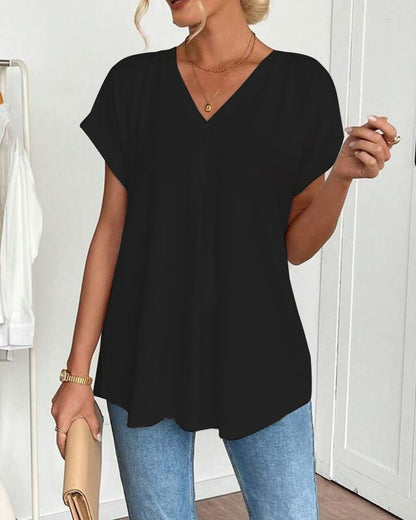 Neva - Patchwork V-Neck T-Shirt