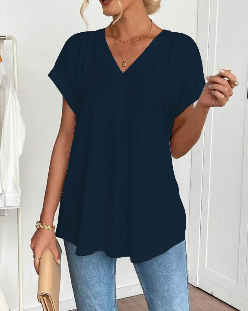 Neva - Patchwork V-Neck T-Shirt