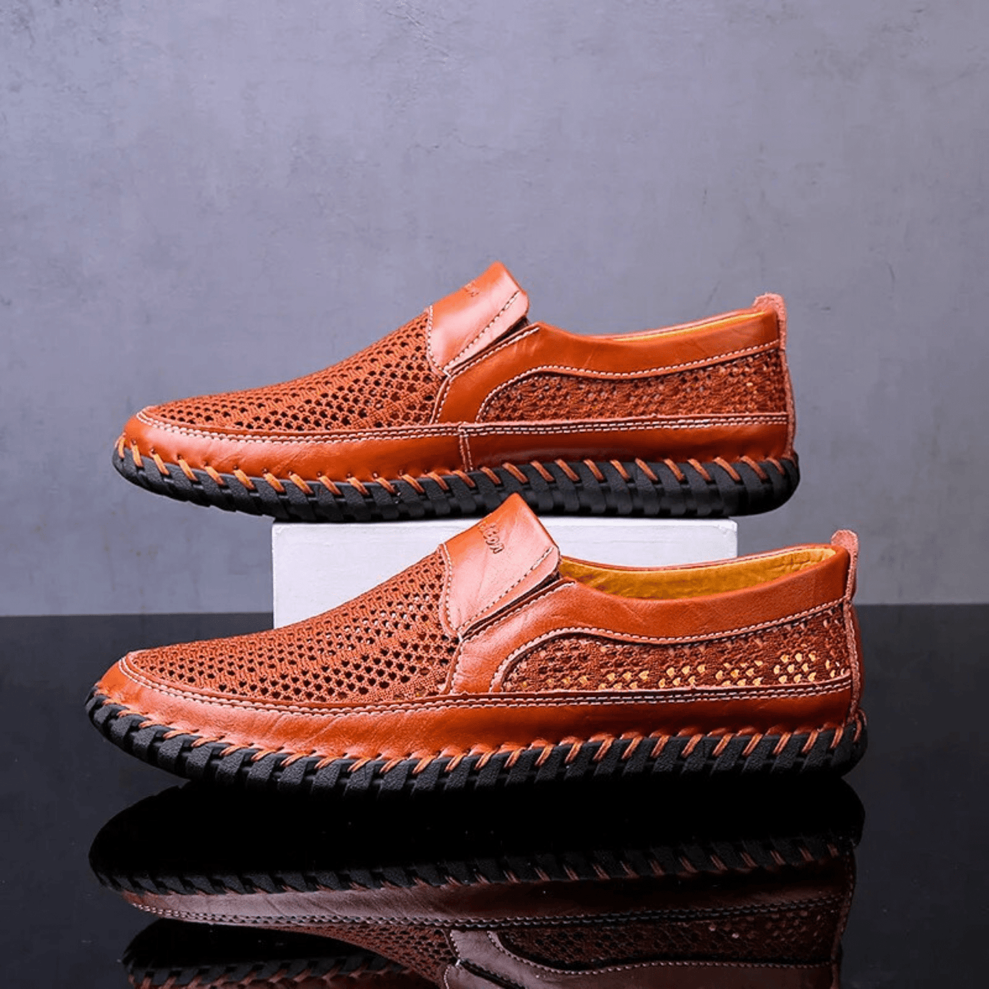 Rovian - Polished Leather Slip-Ons